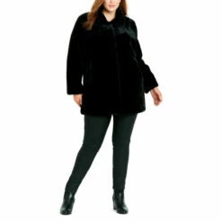 Evans Faux Fur Midi Funnel Coat For Female -Cheap Evans Clothing Store unnamed file 1032