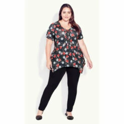 Evans Print Pintuck Tunic Top For Female