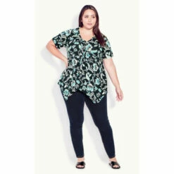 Evans Print Pintuck Tunic Top For Female -Cheap Evans Clothing Store unnamed file 1038