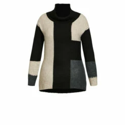 Evans Colour Block Cowl Neck Jumper For Female -Cheap Evans Clothing Store unnamed file 1050