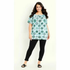 Evans Paisley Tile Square Neck Top For Female
