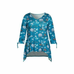 Evans Hanky Hem Floral Jersey Top For Female -Cheap Evans Clothing Store unnamed file 1140