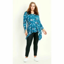 Evans Hanky Hem Floral Jersey Top For Female -Cheap Evans Clothing Store unnamed file 1141