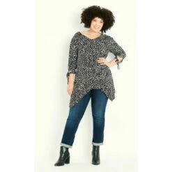 Evans Hanky Hem Floral Jersey Top For Female -Cheap Evans Clothing Store unnamed file 1142