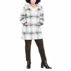 Evans Hooded Check Coat For Female -Cheap Evans Clothing Store unnamed file 117
