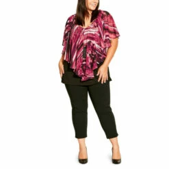 Evans Mira Overlay Print Top For Female