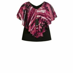 Evans Mira Overlay Print Top For Female -Cheap Evans Clothing Store unnamed file 1176