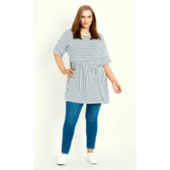 Evans Stripe Peplum Top For Female
