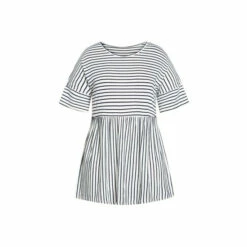 Evans Stripe Peplum Top For Female -Cheap Evans Clothing Store unnamed file 1220