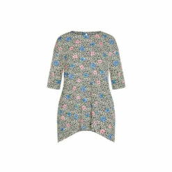 Evans Floral Hanky Hem Top For Female -Cheap Evans Clothing Store unnamed file 1232