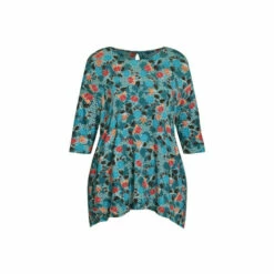 Evans Floral Hanky Hem Top For Female -Cheap Evans Clothing Store unnamed file 1252