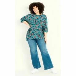 Evans Floral Hanky Hem Top For Female -Cheap Evans Clothing Store unnamed file 1253