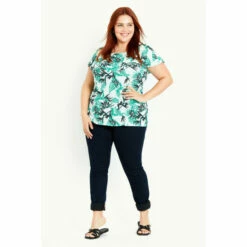 Evans Bardot Palm Print Top For Female