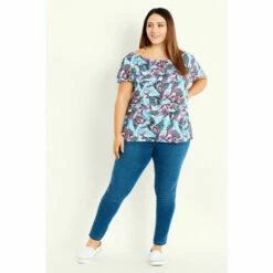 Evans Bardot Palm Print Top For Female -Cheap Evans Clothing Store unnamed file 1264