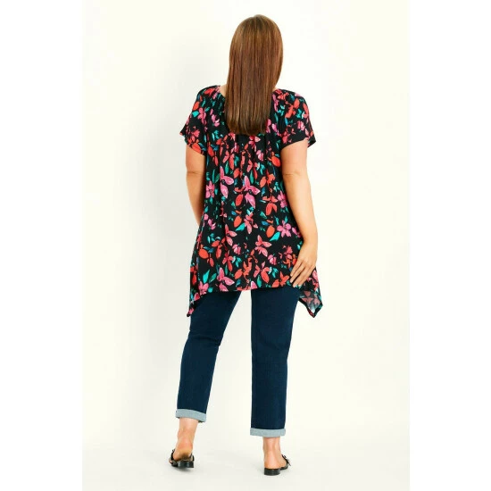 Evans Tropical Print Hanky Hem Top For Female 4 Evans Tropical Print Hanky Hem Top For Female - Image 2