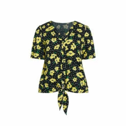 Evans Tie Front Print Top For Female -Cheap Evans Clothing Store unnamed file 1336