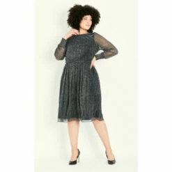 Evans Plisse Spot Dress For Female -Cheap Evans Clothing Store unnamed file 135