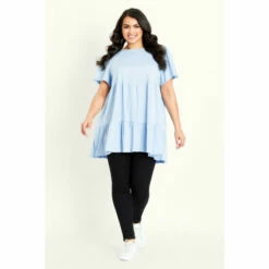 Evans Tiered Short Sleeve T-Shirt For Female -Cheap Evans Clothing Store unnamed file 1360