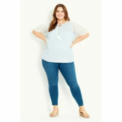 Evans Cutwork Stripe Top For Female