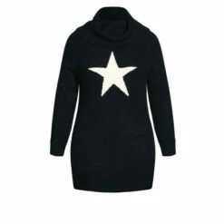 Evans Star Cowl Neck Jumper For Female -Cheap Evans Clothing Store unnamed file 1457