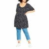 Evans Luv Pleat Print Tunic Top For Female -Cheap Evans Clothing Store unnamed file 1467