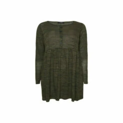 Evans Khaki Button Front Tunic Top For Female -Cheap Evans Clothing Store unnamed file 1533