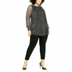 Evans Sparkle Plisse Tunic Top For Female -Cheap Evans Clothing Store unnamed file 1577