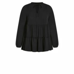 Evans Plain Tiered Woven Tunic Top For Female -Cheap Evans Clothing Store unnamed file 1594