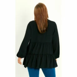 Evans Plain Tiered Woven Tunic Top For Female -Cheap Evans Clothing Store unnamed file 1597