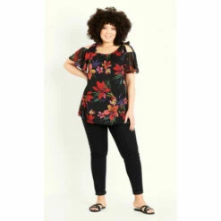 Evans Tropical Cold Shoulder Top For Female
