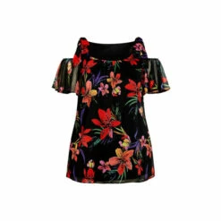 Evans Tropical Cold Shoulder Top For Female -Cheap Evans Clothing Store unnamed file 1639