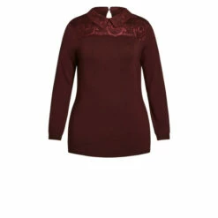 Evans Collared Jumper For Female -Cheap Evans Clothing Store unnamed file 1664