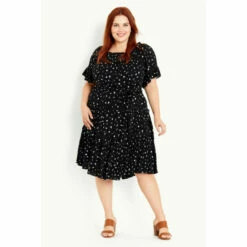 Evans Print Frill Sleeve Dress For Female -Cheap Evans Clothing Store unnamed file 1699