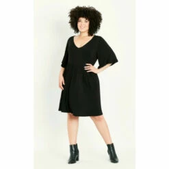 Evans Plain Frill Sleeve Dress For Female -Cheap Evans Clothing Store unnamed file 1707
