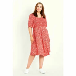 Evans Shirred Print Dress For Female -Cheap Evans Clothing Store unnamed file 1769