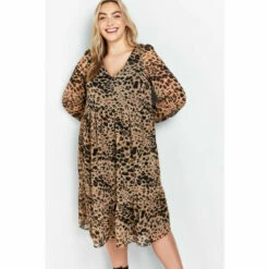 Evans Neutral Animal Print Dress For Female -Cheap Evans Clothing Store unnamed file 1822