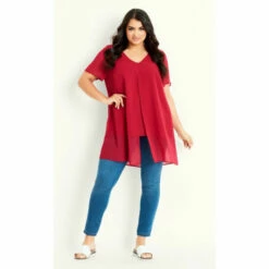 Evans Double Layer V Neck Top For Female -Cheap Evans Clothing Store unnamed file 1839