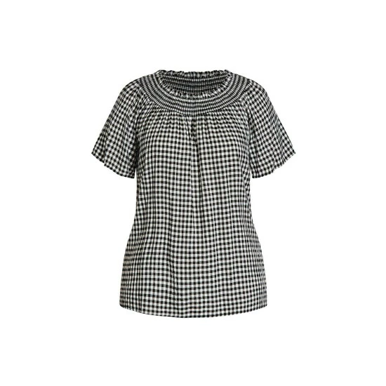 Evans Shirred Gingham Top For Female 5 Evans Shirred Gingham Top For Female - Image 3