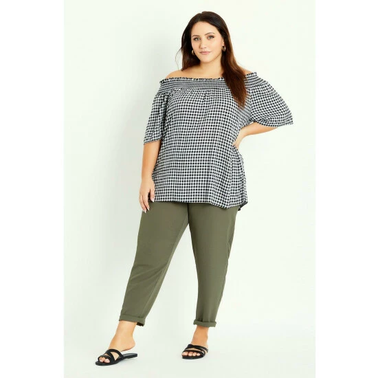 Evans Shirred Gingham Top For Female 6 Evans Shirred Gingham Top For Female - Image 4