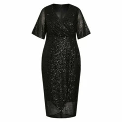 Evans Sequin Wrap Dress For Female -Cheap Evans Clothing Store unnamed file 193
