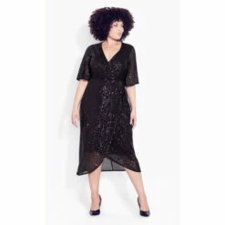 Evans Sequin Wrap Dress For Female -Cheap Evans Clothing Store unnamed file 195