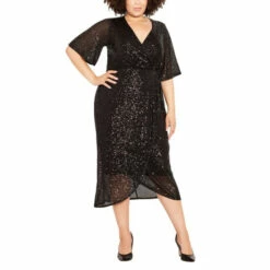 Evans Sequin Wrap Dress For Female -Cheap Evans Clothing Store unnamed file 197