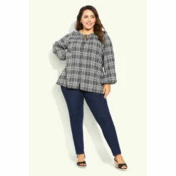 Evans Check Tie Blouse For Female