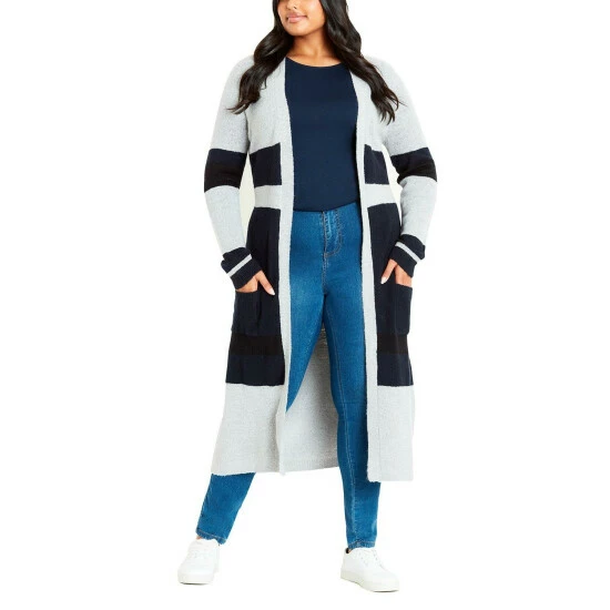 Evans Stripe Longline Cardigan For Female 10 Evans Stripe Longline Cardigan For Female - Image 8