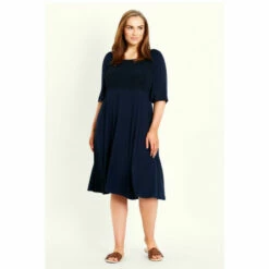Evans Shirred Plain Dress For Female