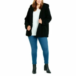 Evans Teddy Hooded Coat For Female -Cheap Evans Clothing Store unnamed file 2086