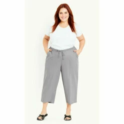 Evans Linen Blend Crop Trousers For Female