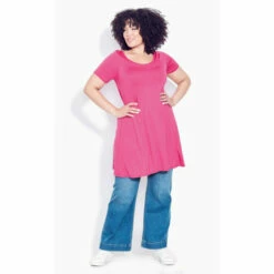 Evans Plain Short Sleeve Tunic Top For Female -Cheap Evans Clothing Store unnamed file 2134