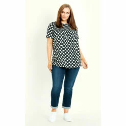 Evans Spot Shirred Yoke Top For Female