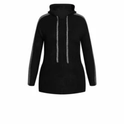 Evans Sparkle Stripe Colour Block Hoodie For Female -Cheap Evans Clothing Store unnamed file 2190